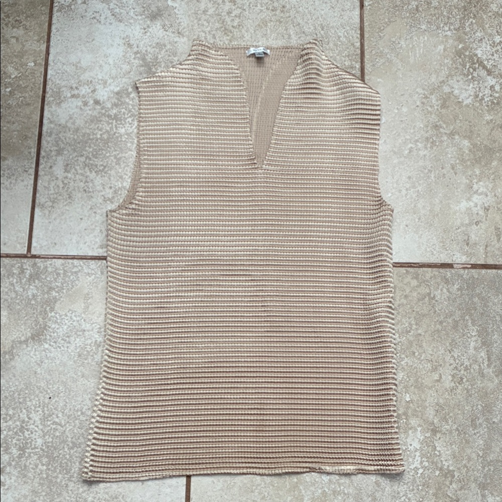 NICOLA Beige V-Notch Knit Tank